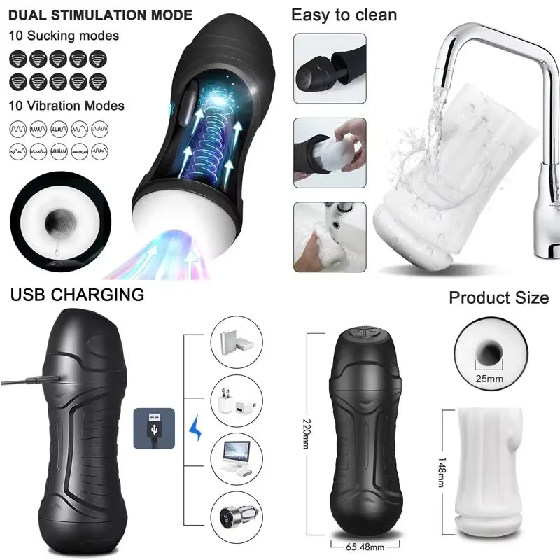 Usb Masturbating for Men Pusssy Male Sex Mannequin Suction Cup Sex Vaginas for Men Male Device Women Vibrator Animal Kits