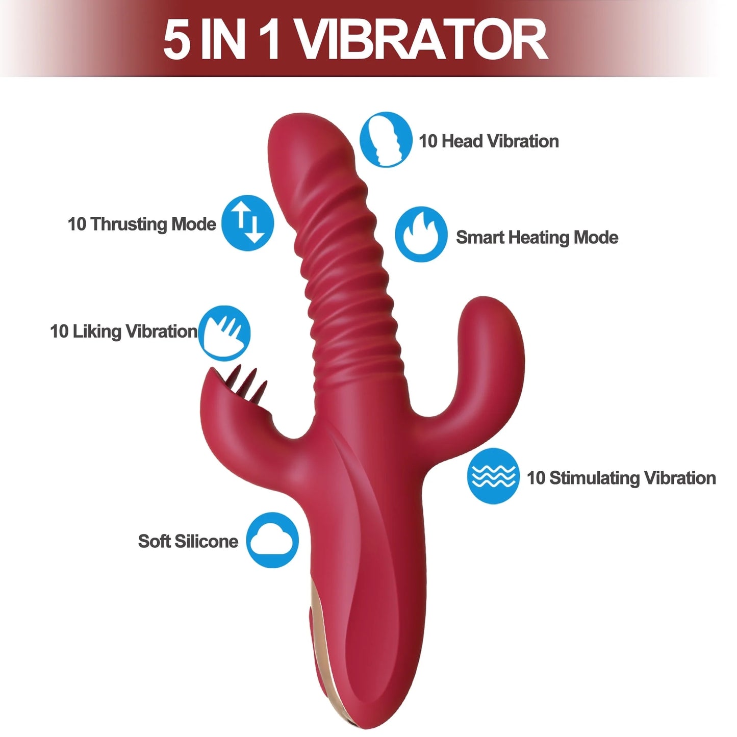 Thrusting Rabbit Vibrator Female Sex Toys for Women, Stimulator with 10 Powerful Vibration & Telescopic & Heating Function,4 in 1 Waterproof Adult Toy for Couples