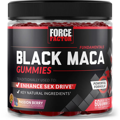 Black Maca Gummies, Black Maca Root to Enhance Vitality in Men & Women, Increase Energy & Strength, with Bioperine for Superior Absorption, Delicious Passion Berry Flavor, 60 Gummies by