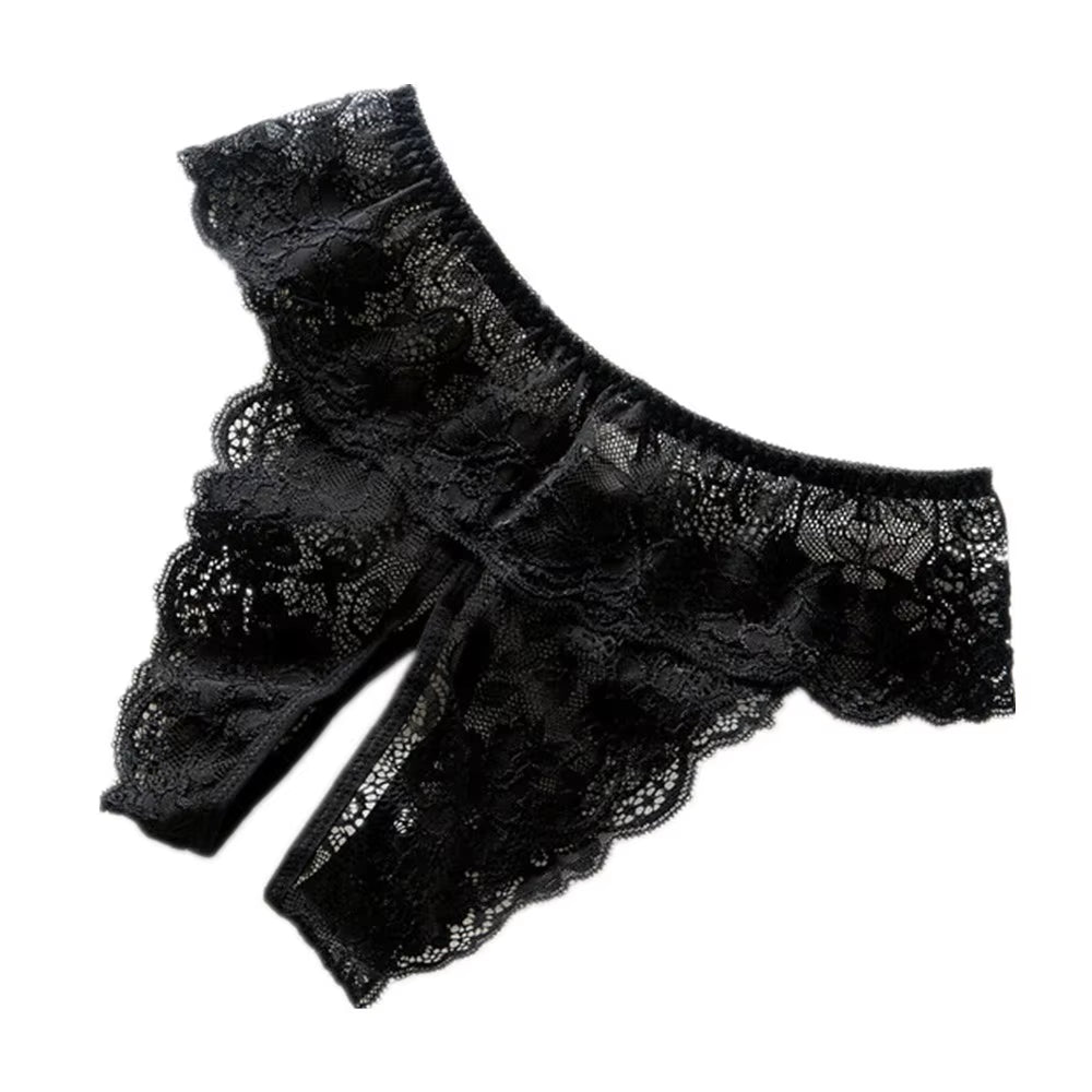 Women Sexy Opening Crotch Panties Lace Open Spandex Crotchless Thongs for Sex plus Size Female Underpants Sex Briefs Tangas