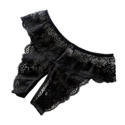 Women Sexy Opening Crotch Panties Lace Open Spandex Crotchless Thongs for Sex plus Size Female Underpants Sex Briefs Tangas