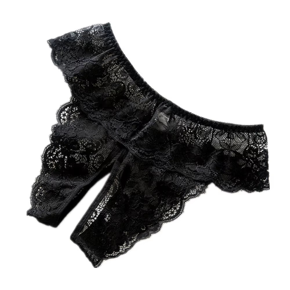 Women Sexy Opening Crotch Panties Lace Open Spandex Crotchless Thongs for Sex plus Size Female Underpants Sex Briefs Tangas