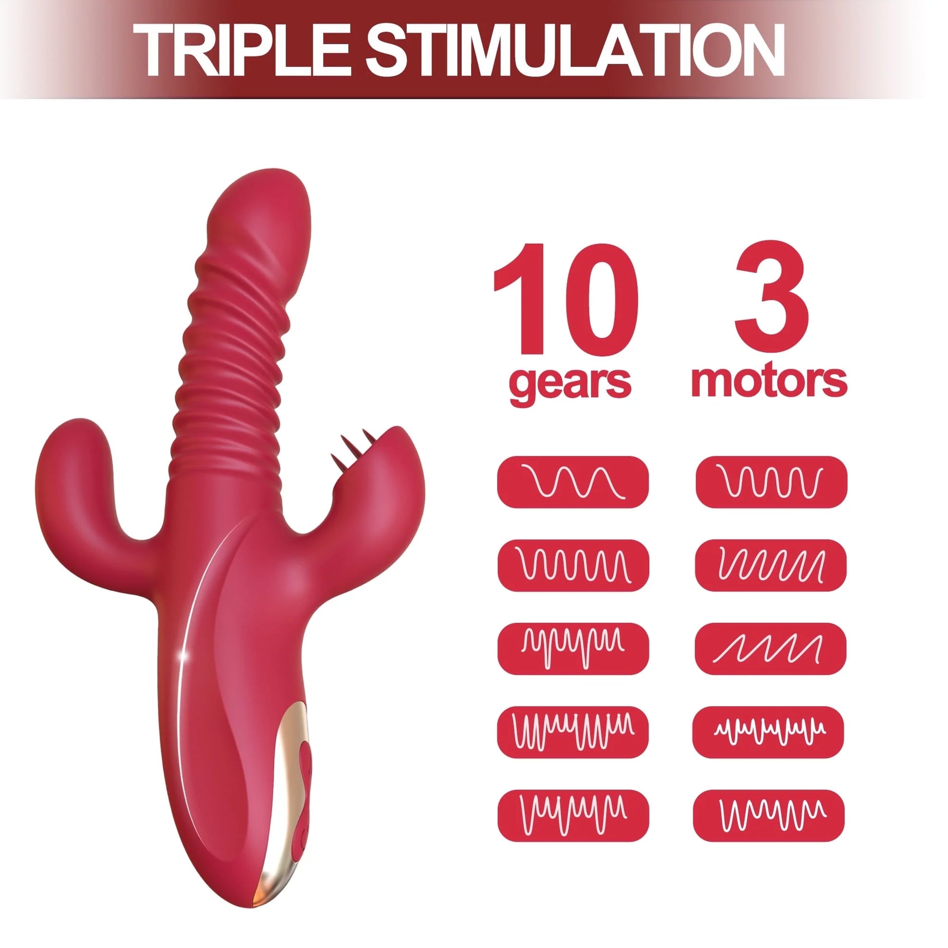 Thrusting Rabbit Vibrator Female Sex Toys for Women, Stimulator with 10 Powerful Vibration & Telescopic & Heating Function,4 in 1 Waterproof Adult Toy for Couples