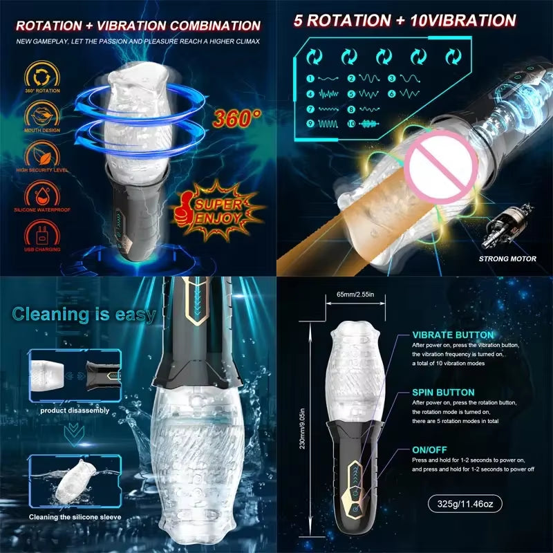 Usb Masturbating for Men Pusssy Male Sex Mannequin Suction Cup Sex Vaginas for Men Male Device Women Vibrator Animal Kits