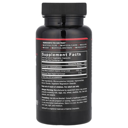 Black Maca Root Vitality Supplement for Men and Women with Superior Absorption, for Hormonal Balance, Energy, and Drive, Works Fast, Natural Maca Negra Extract, 1000Mg, 60 Capsules by