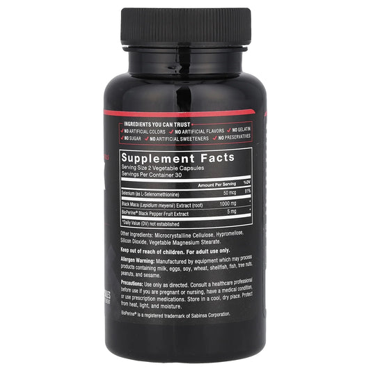 Black Maca Root Vitality Supplement for Men and Women with Superior Absorption, for Hormonal Balance, Energy, and Drive, Works Fast, Natural Maca Negra Extract, 1000Mg, 60 Capsules by